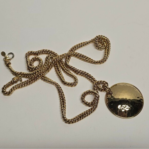 Carolee Lux Extra Long Heavy Chunky Gold Chain Necklace With Bronzallure Pendant - Picture 11 of 11